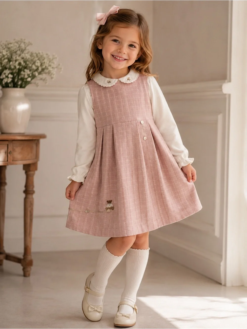 Tartine et Chocolat Paris Pink Teddy Bear‎ Embroidered Dress